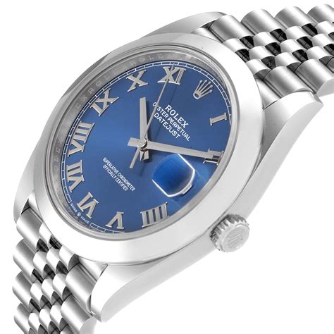 rolex datejust 41 blue roman numerals|Rolex Datejust 41mm price.